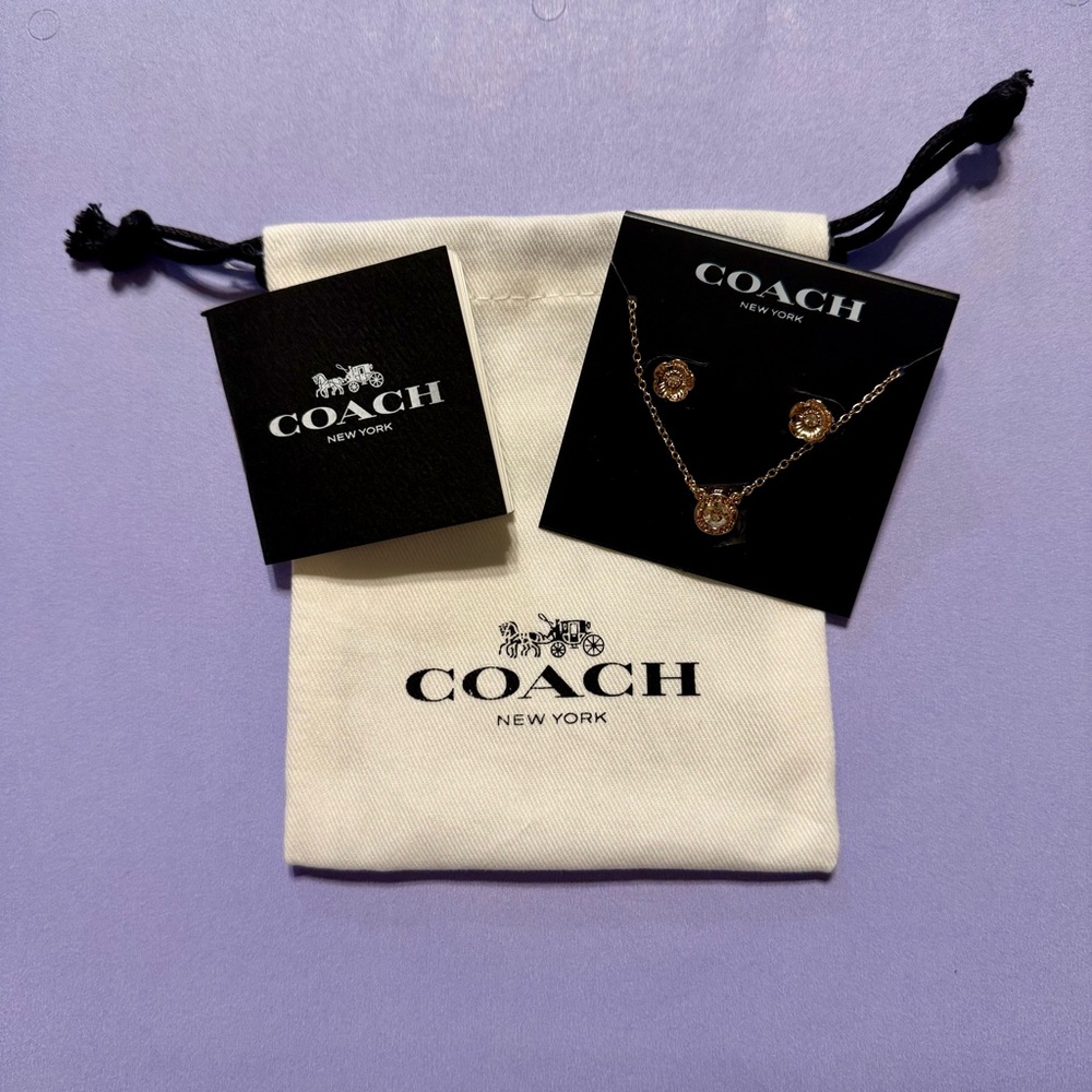 Coach Gold Necklace and Earring Set